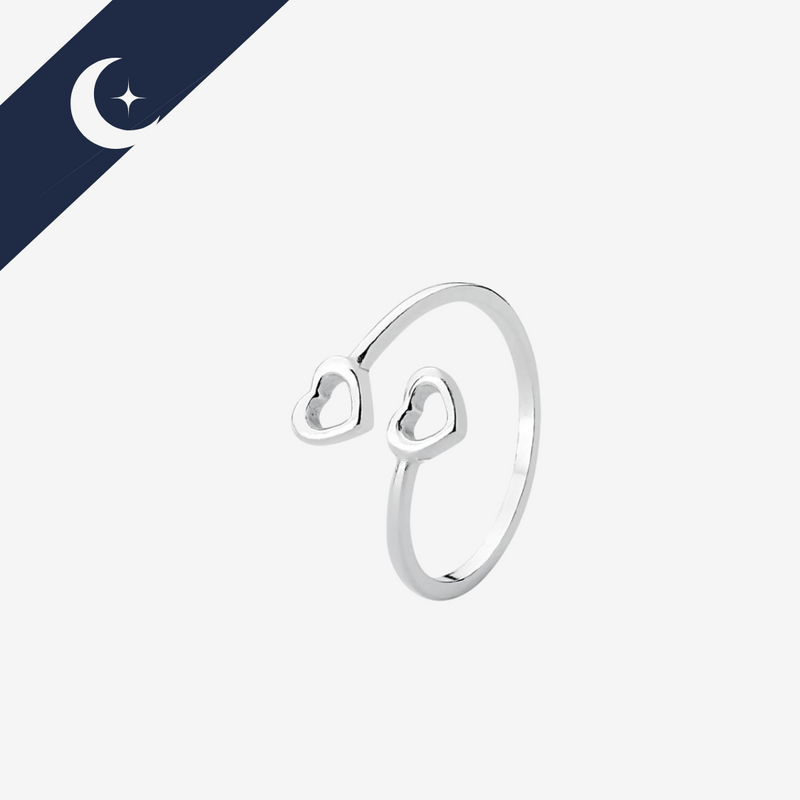 Anel Falange 2 Corações Fio Prata 925 – Prata & Co. | Elegância e Romance em Cada Detalhe