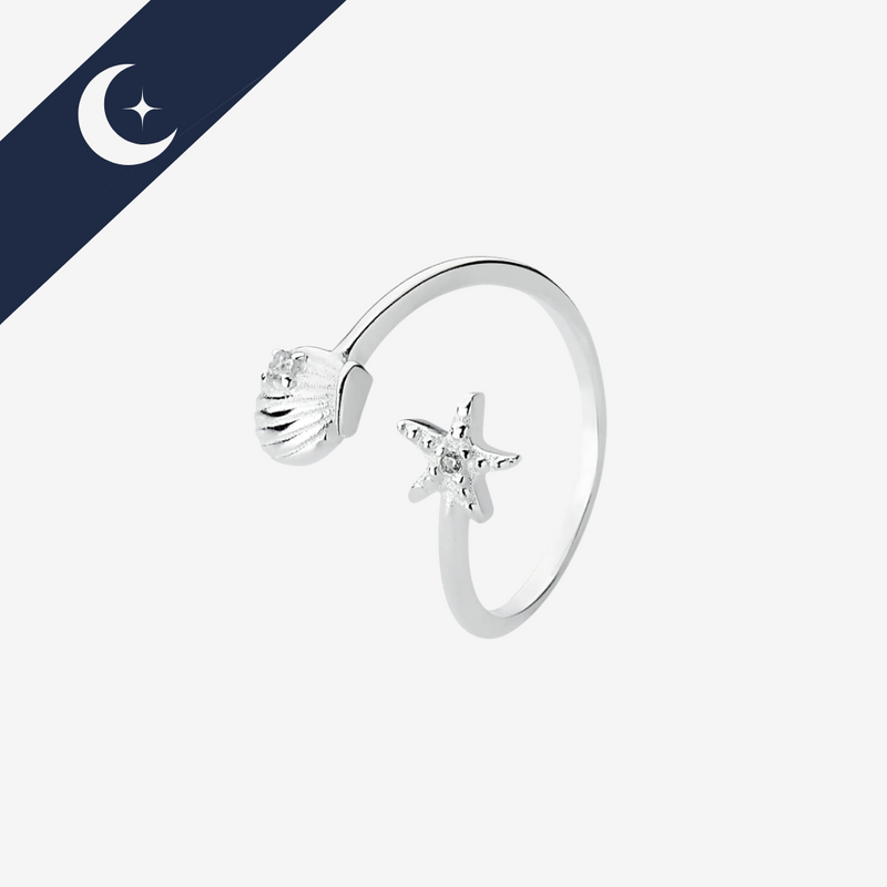 Anel Falange Concha e Estrela do Mar Prata 925 – Prata & Co. | Elegância Inspirada no Mar