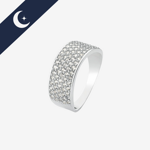 Anel Cravejado Largo Prata 925 – Prata & Co. | Sofisticação e Brilho Intenso em um Design Atemporal
