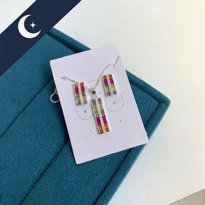 Conjunto Brinco e Colar Retangular Colorido Prata 925 – Modernidade e Estilo | Prata & Co