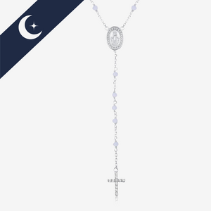 Terço Nossa Senhora das Graças Branco Prata 925 – Fé e Sofisticação | Prata & Co